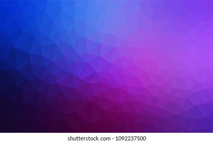 Dark Pink, Blue vector polygonal background. Triangular geometric sample with gradient.  A completely new design for your leaflet.