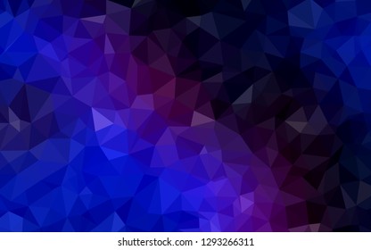 Dark Pink, Blue vector polygonal template. Triangular geometric sample with gradient.  Completely new template for your banner.
