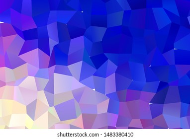 Dark Pink, Blue vector polygonal background. Glitter abstract illustration with an elegant triangles. New template for your brand book.