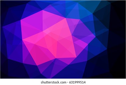 Dark Pink, Blue vector polygonal illustration, which consist of triangles. Triangular pattern for your business design. Geometric background in Origami style with gradient. 