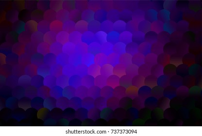 Dark Pink, Blue vector red pattern of geometric circles, shapes. Colorful mosaic banner. Geometric background with colored disks.