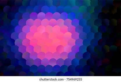 Dark Pink, Blue vector red banner with set of circles, dots. Donuts Background. Creative Design Template. Technological halftone illustration.
