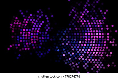 Dark Pink, Blue vector red banner with set of circles, dots. Donuts Background. Creative Design Template. Technological halftone illustration.
