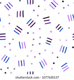 Dark Pink, Blue vector seamless background with lines, ovals. Seamless gradient abstract lines on white background. Pattern for design of fabric, wallpapers.