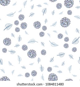 Dark Pink, Blue vector seamless elegant template with leaves and flowers. Colorful illustration in doodle style with leaves, flowers. Pattern for wallpapers and coloring books.