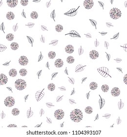 Dark Pink, Blue vector seamless doodle pattern with leaves and flowers. Abstract illustration with leaves, flowers in doodles style. Pattern for wallpapers and coloring books.