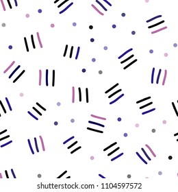 Dark Pink, Blue vector seamless cover with abstract shapes. Colorful seamless gradient with lines and signs of maths. Pattern for design of fabric, wallpapers.