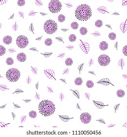 Dark Pink, Blue vector seamless elegant pattern with leaves and flowers. An elegant bright illustration with leaves and flowers. The best blurred design for your business.