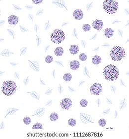 Dark Pink, Blue vector seamless natural backdrop with leaves and flowers. Leaves and flowers with gradient on white background. Brand new design for your business.