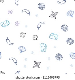 Dark Pink, Blue vector seamless layout with restaurant food. Blurred decorative design of snacks in doodle style. Pattern for menu of cafes, bars, restaurants.