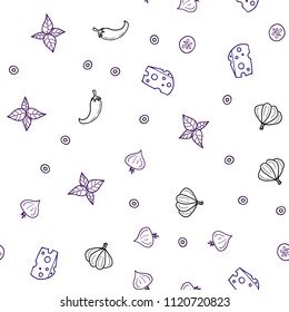 Dark Pink, Blue vector seamless background with tasty food. Beautiful colored illustration with food in doodle style. Pattern for menu of cafes, bars, restaurants.