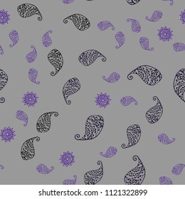 Dark Pink, Blue vector seamless abstract backdrop with leaves and flowers. Colorful abstract illustration with leaves in doodle style. Pattern for wallpapers and coloring books.