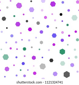Dark Pink, Blue vector seamless pattern with colorful hexagons. White background with colorful hexagons. Pattern for texture of wallpapers.