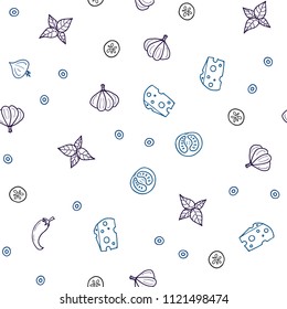 Dark Pink, Blue vector seamless cover with cuisine gourmet. Decorative shining illustration with food on abstract template. Pattern for menu of cafes, bars, restaurants.