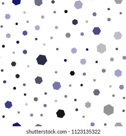 Dark Pink, Blue vector seamless backdrop with hexagons. Illustration of colored hexagons on white surface. Pattern for ads, leaflets.