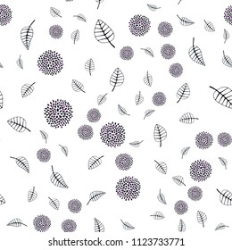 Dark Pink, Blue vector seamless elegant pattern with leaves and flowers. Sketchy doodles on white background. A new texture for your wallpaper design.