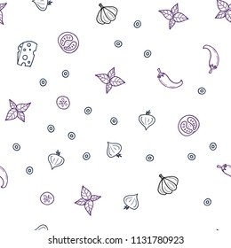 Dark Pink, Blue vector seamless background with tasty food. Illustration with set of fresh food in doodle style. Pattern for menu of cafes, bars, restaurants.
