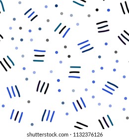Dark Pink, Blue vector seamless background with lines, ovals. Illustration with repetition of lines on white background. Template for business cards, websites.