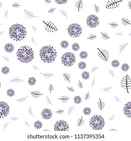 Dark Pink, Blue vector seamless doodle background with leaves and flowers. Colorful illustration in doodle style with leaves, flowers. Textured pattern for a website, banner.