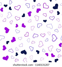 Dark Pink, Blue vector seamless pattern with colorful hearts. Beautiful colored illustration with hearts in celebration style. Pattern can be used for valentine's ad, booklets.
