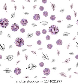 Dark Pink, Blue vector seamless elegant template with leaves and flowers. Colorful illustration in doodle style with leaves, flowers. Pattern for colorful books and pages for kids.