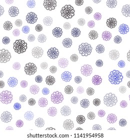 Dark Pink, Blue vector seamless natural abstract pattern. Doodle illustration of flowers in Origami style with gradient. Brand-new style for your business design.
