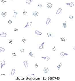Dark Pink, Blue vector seamless cover with cuisine gourmet. Glitter abstract sketch with gourmet food. Pattern for menu of cafes, bars, restaurants.