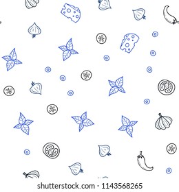 Dark Pink, Blue vector seamless texture with delicious snacks. Decorative shining illustration with food on abstract template. Pattern for ads of breakfast, lunch, dinner.