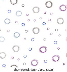 Dark Pink, Blue vector seamless background with bubbles. Glitter abstract illustration with blurred drops of rain. Pattern can be used for ads, leaflets.