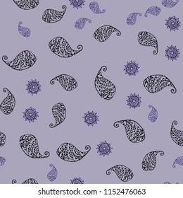 Dark Pink, Blue vector seamless doodle pattern with leaves and flowers. Abstract illustration with leaves, flowers in doodles style. Brand new design for your business.