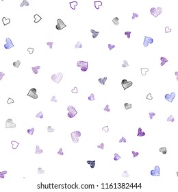 Dark Pink, Blue vector seamless background with hearts. Blurred decorative design in doodle style with hearts. Template for Valentine's greeting postcards.