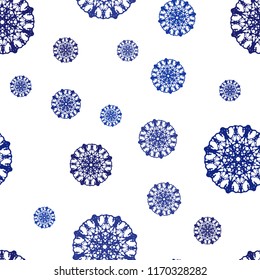 Dark Pink, Blue vector seamless cover with beautiful snowflakes. Modern geometrical abstract illustration with crystals of ice. Pattern for design of window blinds, curtains.