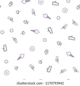 Dark Pink, Blue vector seamless pattern with fresh ingredients. Beautiful colored illustration with food in doodle style. Template for meal cooking in kitchen.