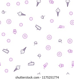 Dark Pink, Blue vector seamless background with tasty food. Blurred decorative design of snacks in doodle style. Design for ad, poster, banner of cafes or restaurants.