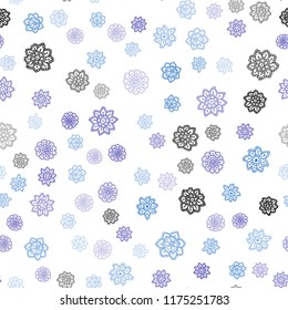 Dark Pink, Blue vector seamless template with ice snowflakes. Blurred decorative design in xmas style with snow. Pattern for design of window blinds, curtains.