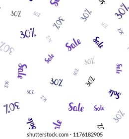 Dark Pink, Blue vector seamless template with 30% selling. Abstract illustration with colorful gradient symbols of sales. Template for season sales, shopping ads.
