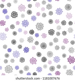 Dark Pink, Blue vector seamless template with ice snowflakes. Shining colored illustration with snow in christmas style. Pattern for design of window blinds, curtains.