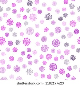 Dark Pink, Blue vector seamless template with ice snowflakes. Modern geometrical abstract illustration with crystals of ice. Trendy design for wallpaper, fabric makers.