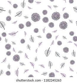 Dark Pink, Blue vector seamless doodle pattern with leaves and flowers. Leaves and flowers with gradient on white background. A new texture for your wallpaper design.
