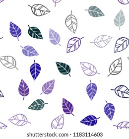 Dark Pink, Blue vector seamless elegant wallpaper with leaves. Glitter abstract illustration with doodles and leaves. Template for business cards, websites.
