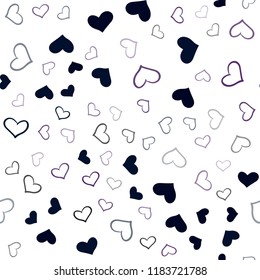 Dark Pink, Blue vector seamless cover with Shining hearts. Decorative shining illustration with hearts on abstract template. Template for Valentine's greeting postcards.