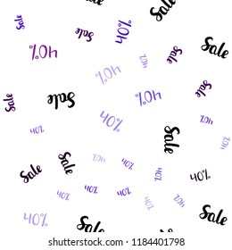 Dark Pink, Blue vector seamless pattern with 40 percentage signs. Shining colorful illustration with isolated selling prices. Backdrop for ads, leaflets of Black Friday.