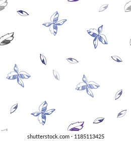 Dark Pink, Blue vector seamless elegant background with leaves. A vague abstract illustration with leaves in doodles style. Trendy design for wallpaper, fabric makers.