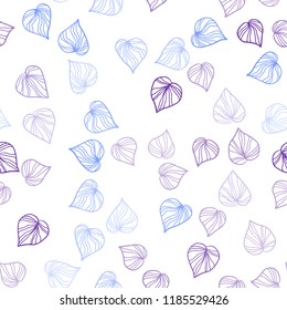Dark Pink, Blue vector seamless natural backdrop with leaves. New colorful illustration in doodle style with leaves. Pattern for trendy fabric, wallpapers.
