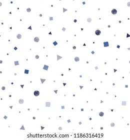 Dark Pink, Blue vector seamless texture with poly style with circles, cubes. Abstract illustration with colorful dots, lines, cubes. Trendy design for wallpaper, fabric makers.