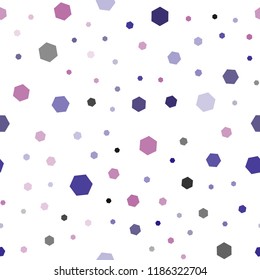 Dark Pink, Blue vector seamless layout with hexagonal shapes. Illustration of colored hexagons on white surface. Pattern can be used for landing pages.