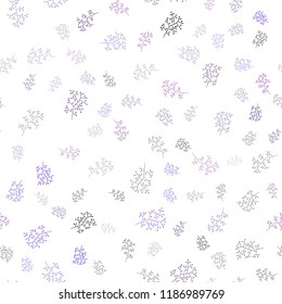 Dark Pink, Blue vector seamless doodle background with leaves, branches. Creative illustration in blurred style with leaves, branches. Pattern for design of window blinds, curtains.