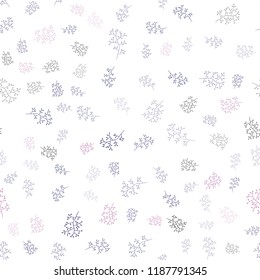 Dark Pink, Blue vector seamless doodle texture with leaves, branches. Modern abstract illustration with leaves and branches. Design for textile, fabric, wallpapers.