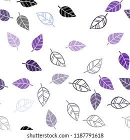 Dark Pink, Blue vector seamless doodle texture with leaves. Doodle illustration of leaves in Origami style with gradient. Pattern for design of window blinds, curtains.