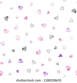Dark Pink, Blue vector seamless template with doodle hearts. Blurred decorative design in doodle style with hearts. Pattern for marriage gifts, congratulations.